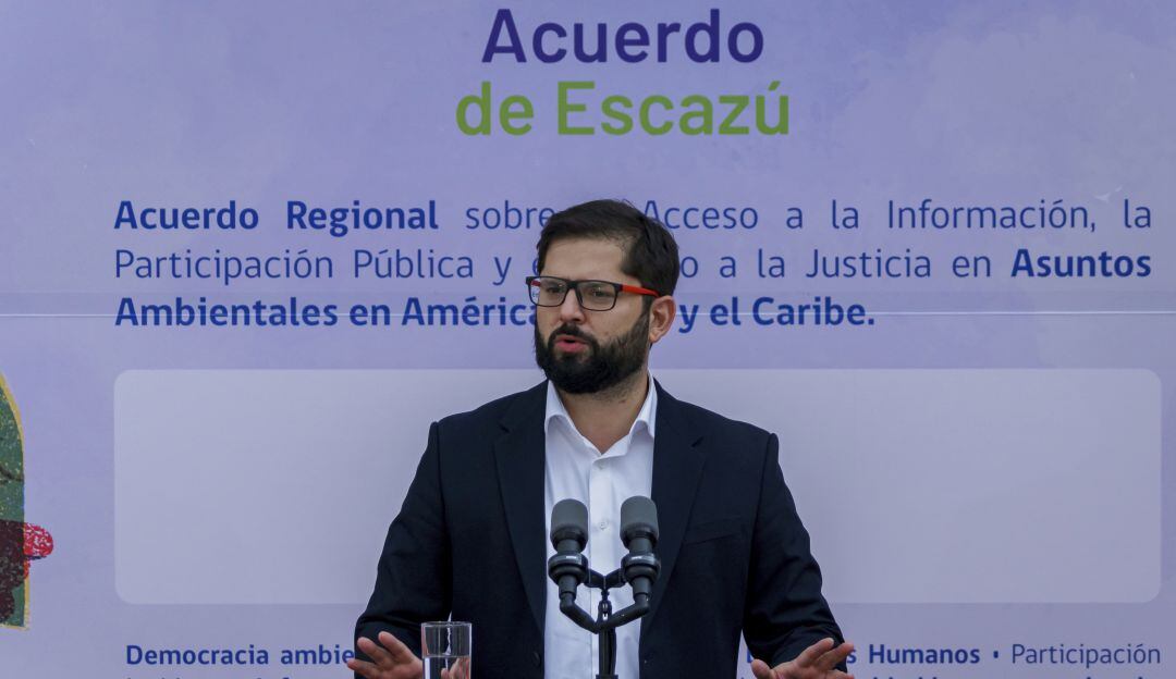 El presidente Boric en la firma del Acuerdo de Escazú