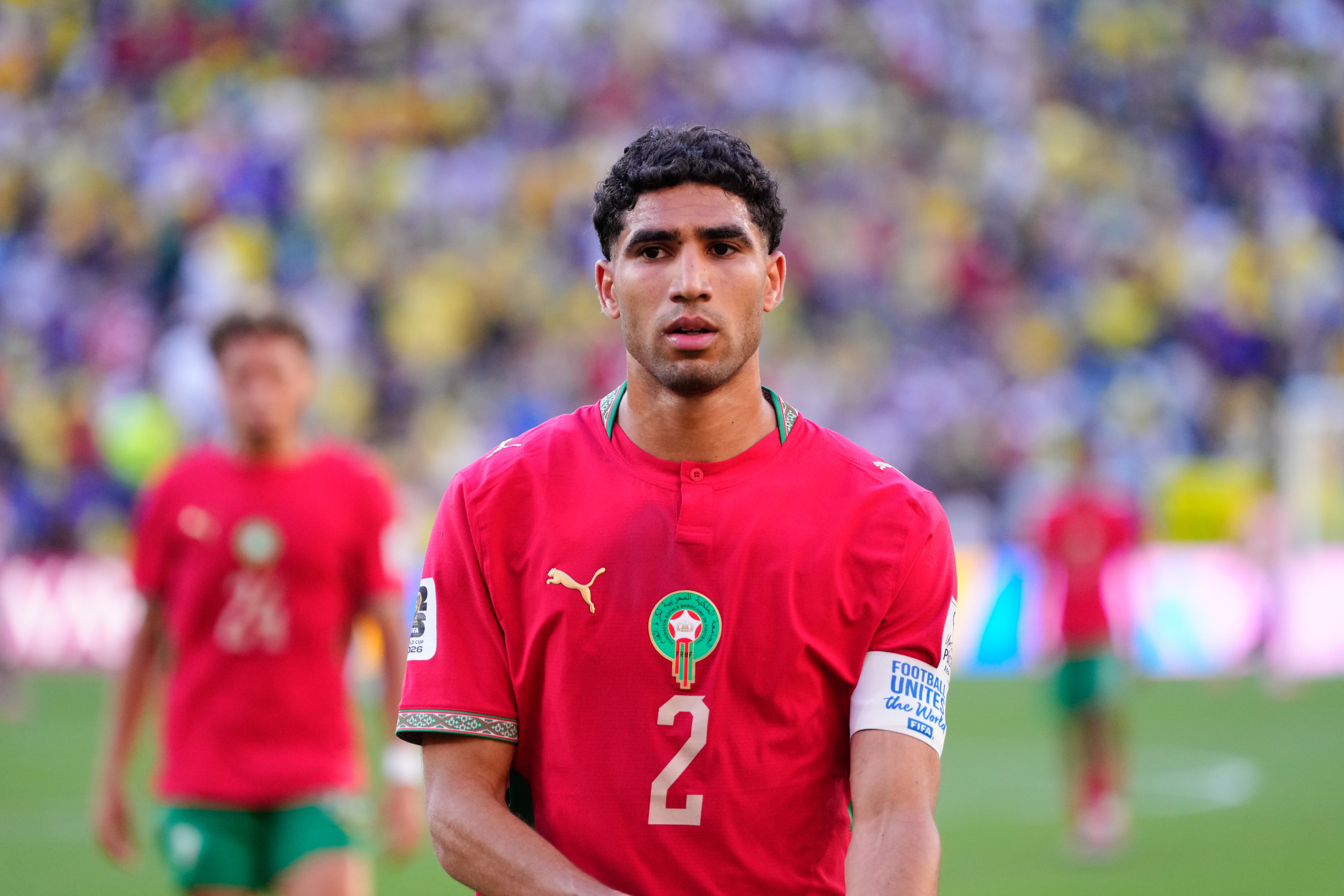 Achraf Hakimi durante partido Brasil vs. Marruecos por el grupo C de la Copa Mundial de la FIFA 2026: Getty Images.