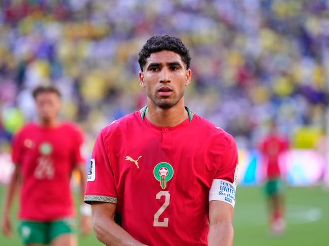 Achraf Hakimi durante partido Brasil vs. Marruecos por el grupo C de la Copa Mundial de la FIFA 2026: Getty Images.