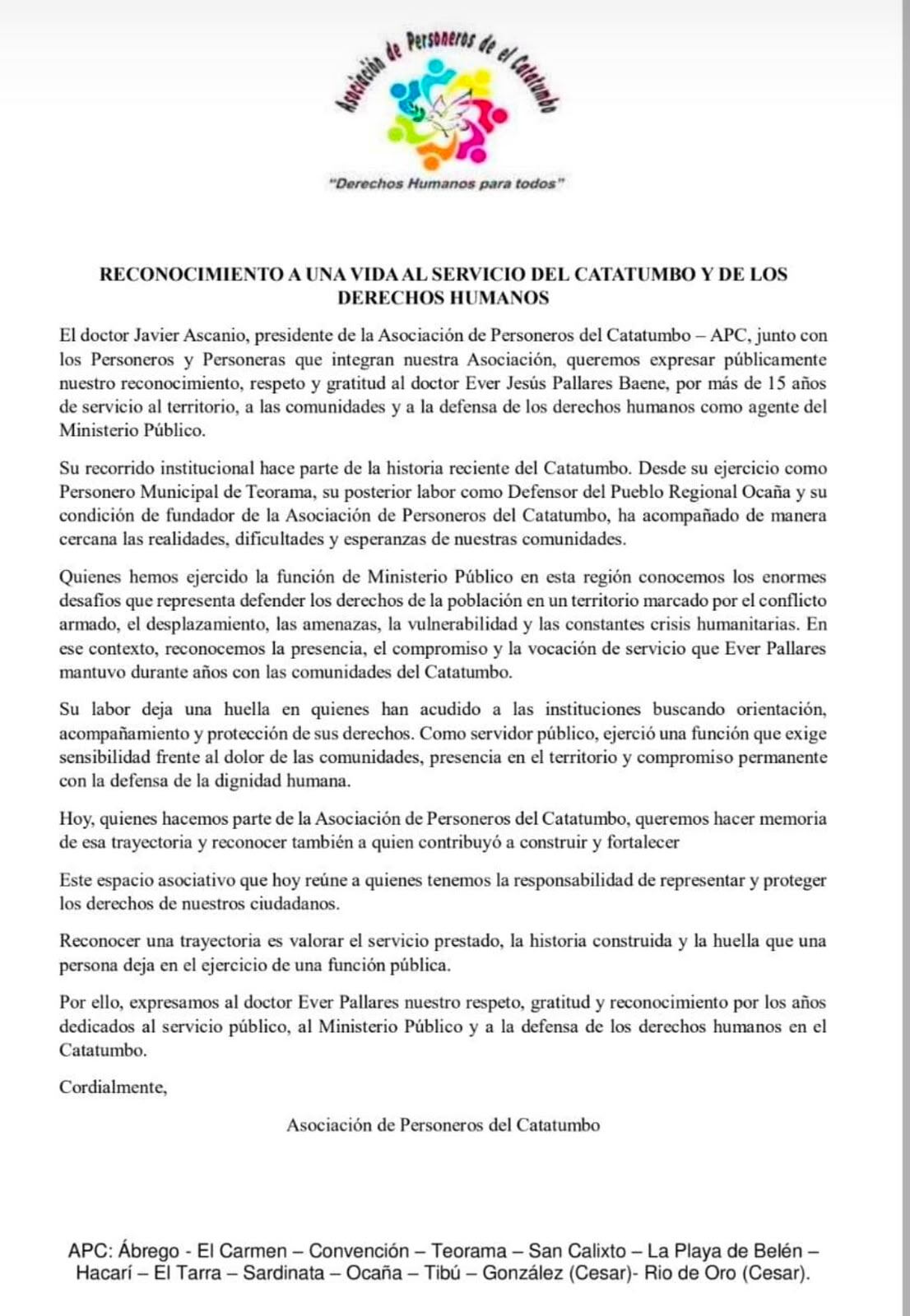 Asociación de Personeros del Catatumbo.