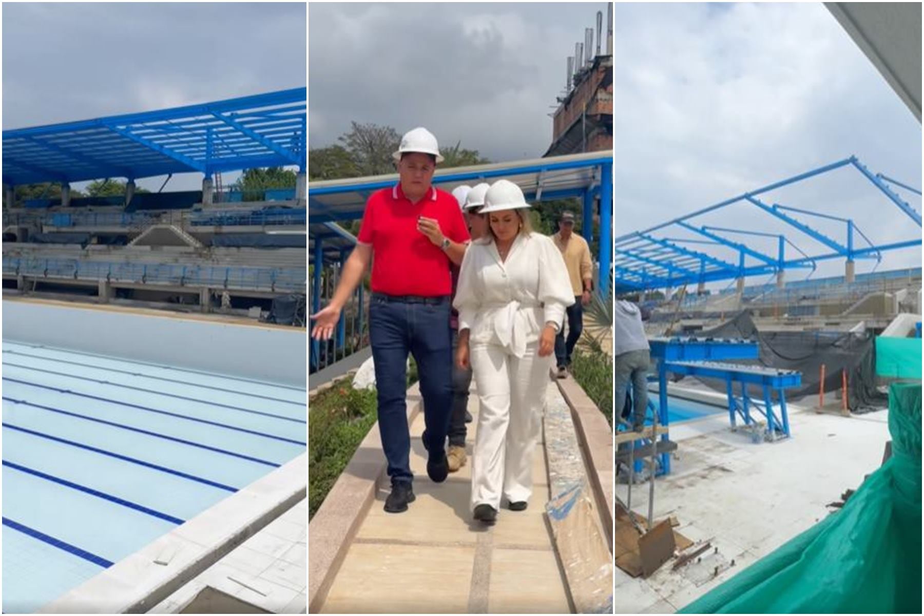 Alcaldesa, Johana Aranda, recorre las obras de las piscinas de la 42