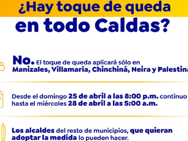 Toque de queda en Caldas