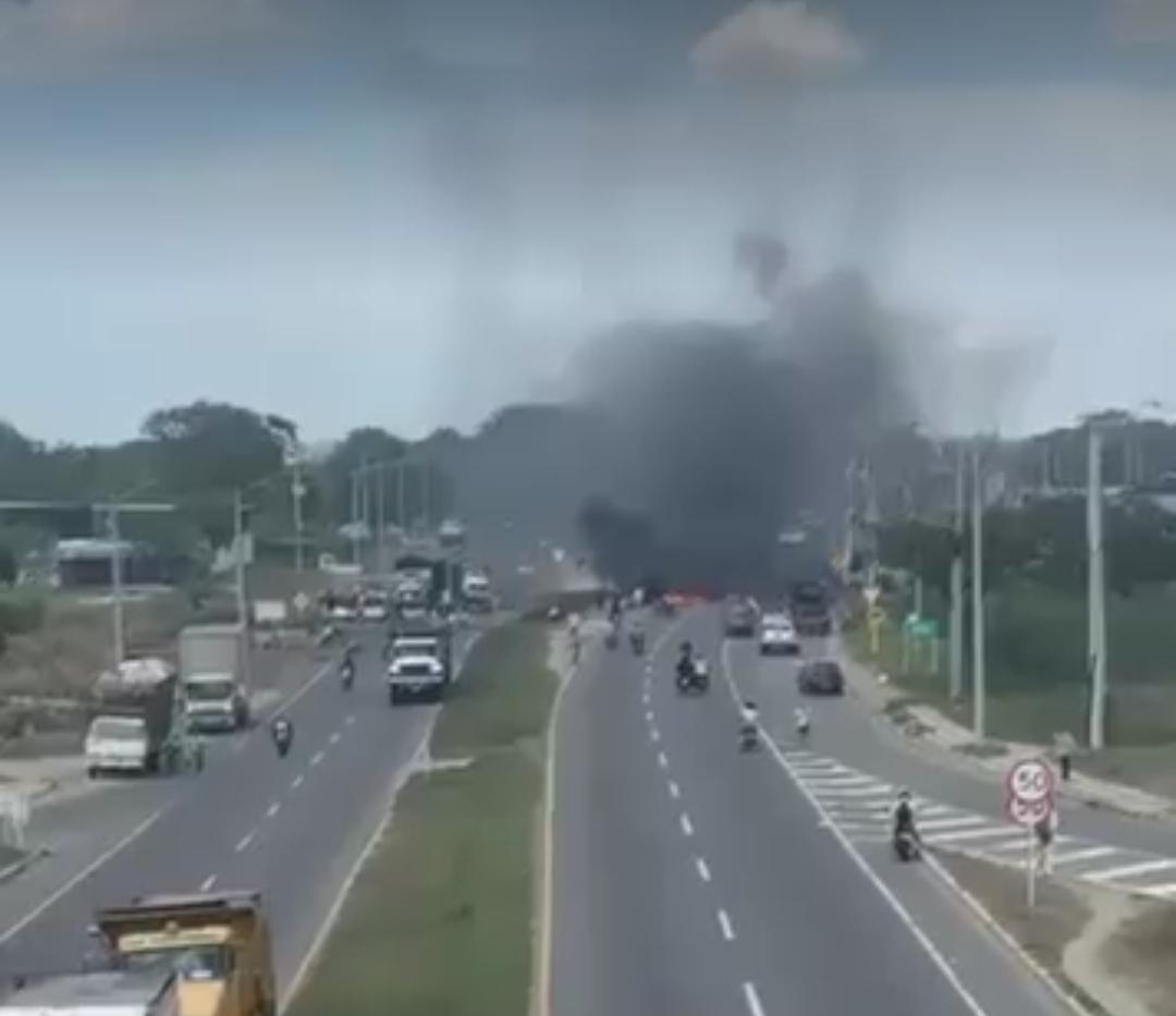 Protestas en el municipio de Galapa, Atlántico. Foto: Captura de video.