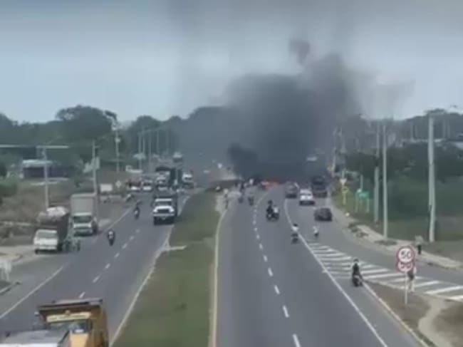 Protestas en el municipio de Galapa, Atlántico. Foto: Captura de video.