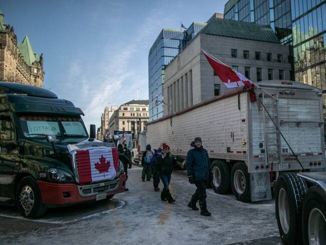 Protesta de conductores de camiones en Ontario