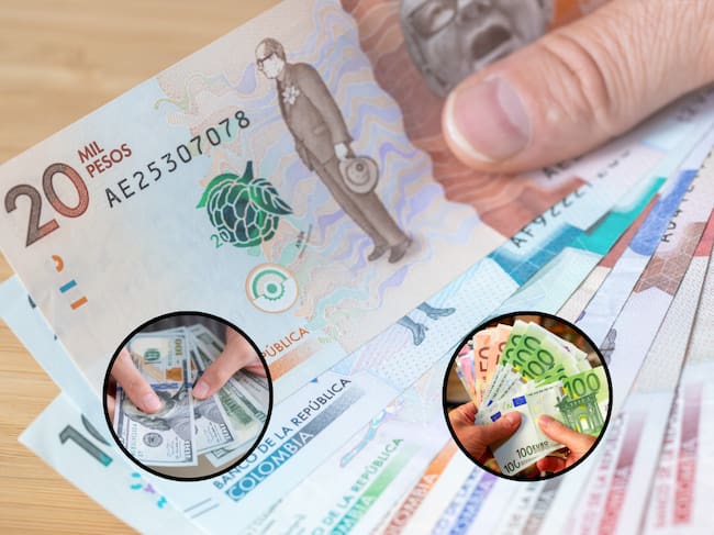 Billetes colombianos comparados con dólares y euros. (Fotos vía Getty Images)