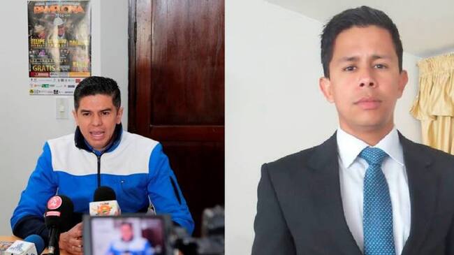 Alcalde de Pamplona Ronald Mauricio Contreras Flórez y su secretario de gobierno Jeiver Saith Acero Basto