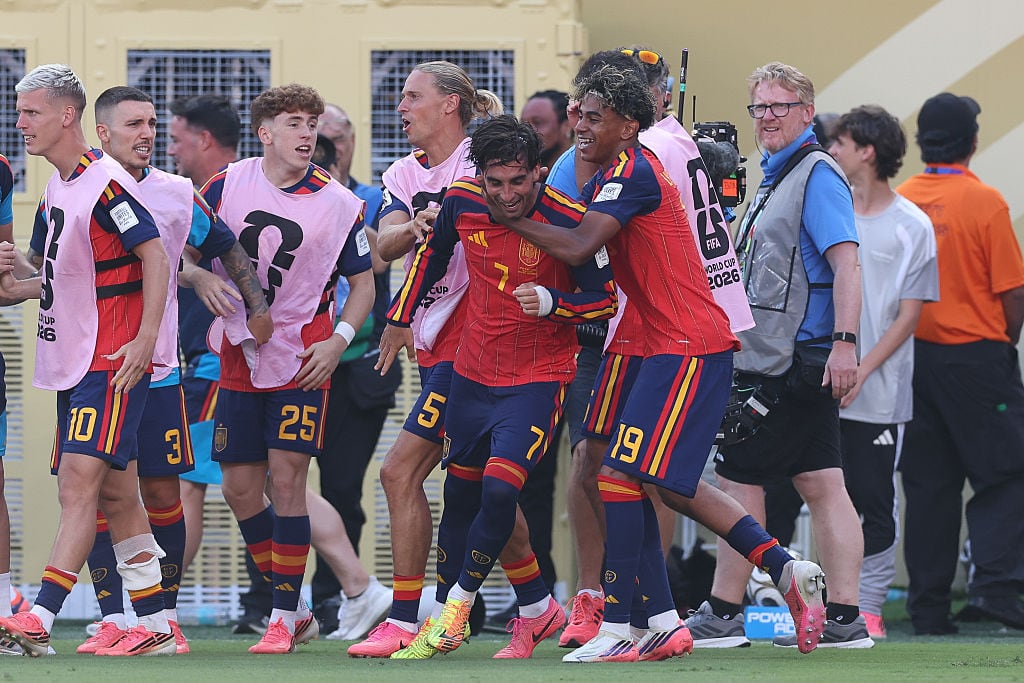España celebra el gol con el que se impuso en la final del Mundial 2026 Getty Images