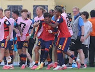 España celebra el gol con el que se impuso en la final del Mundial 2026 Getty Images