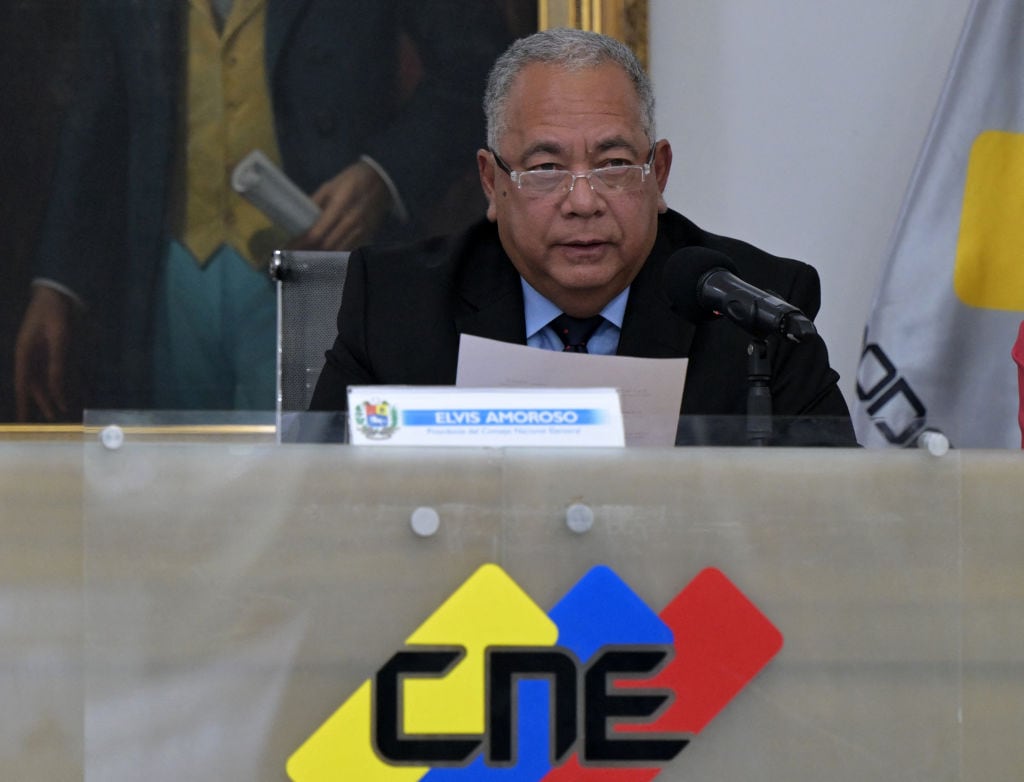 Presidente del Consejo Nacional Electoral, Elvis Amoroso. I Foto:  YURI CORTEZ/AFP via Getty Images.