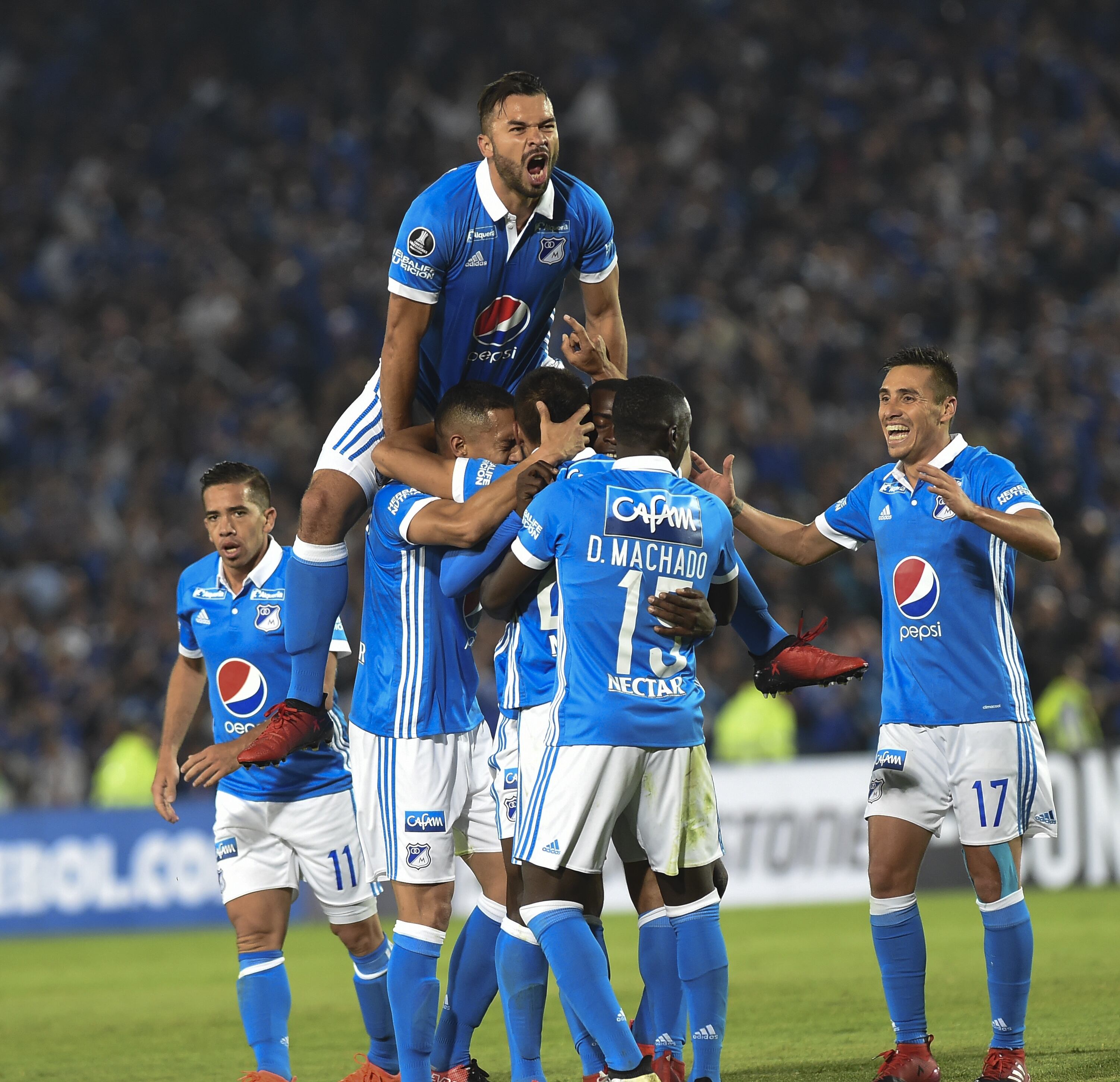 Millonarios en fase previa de la Copa Libertadores 2017.  / AFP / GUILLERMO MUNOZ        (Photo credit should read GUILLERMO MUNOZ/AFP via Getty Images)
