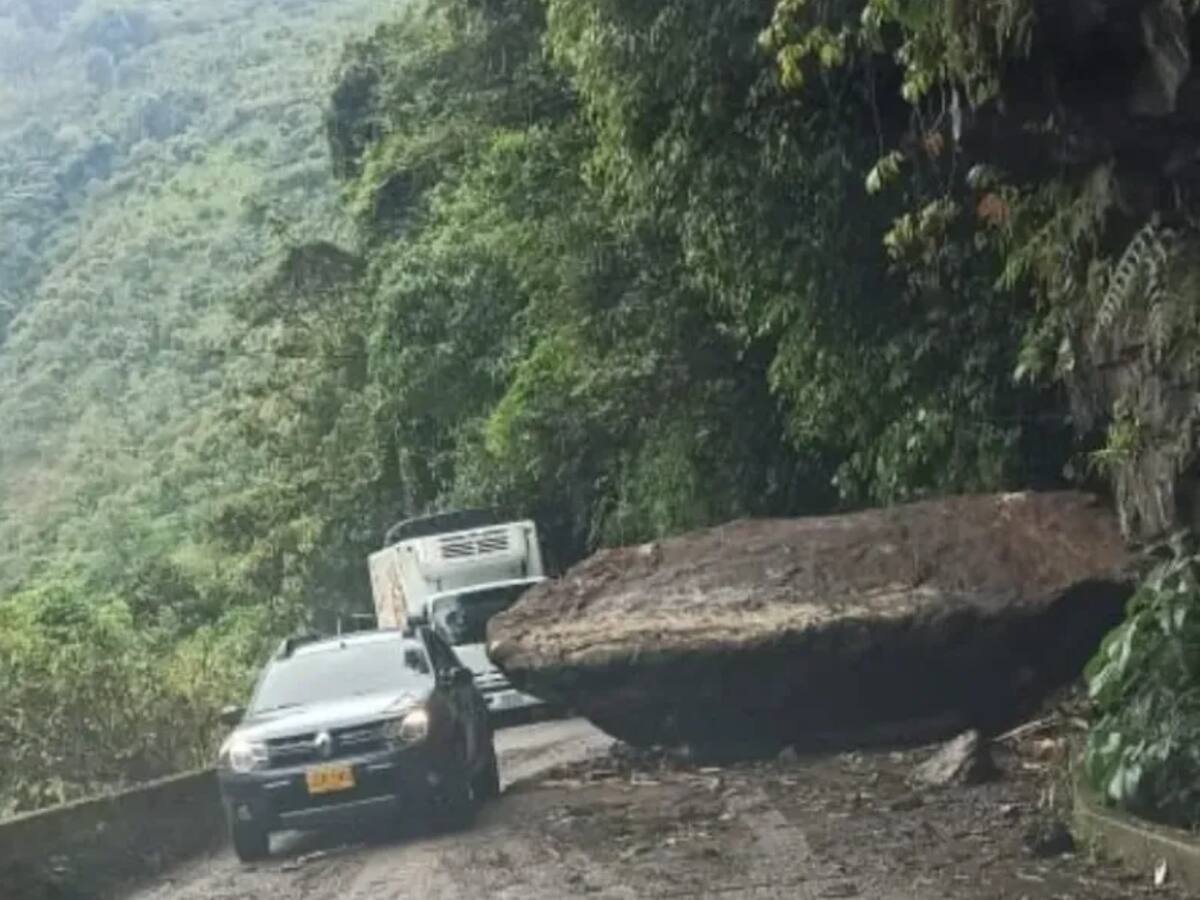 Caída de una roca tiene con paso restringido vía que comunica a Caldas con Tolima
