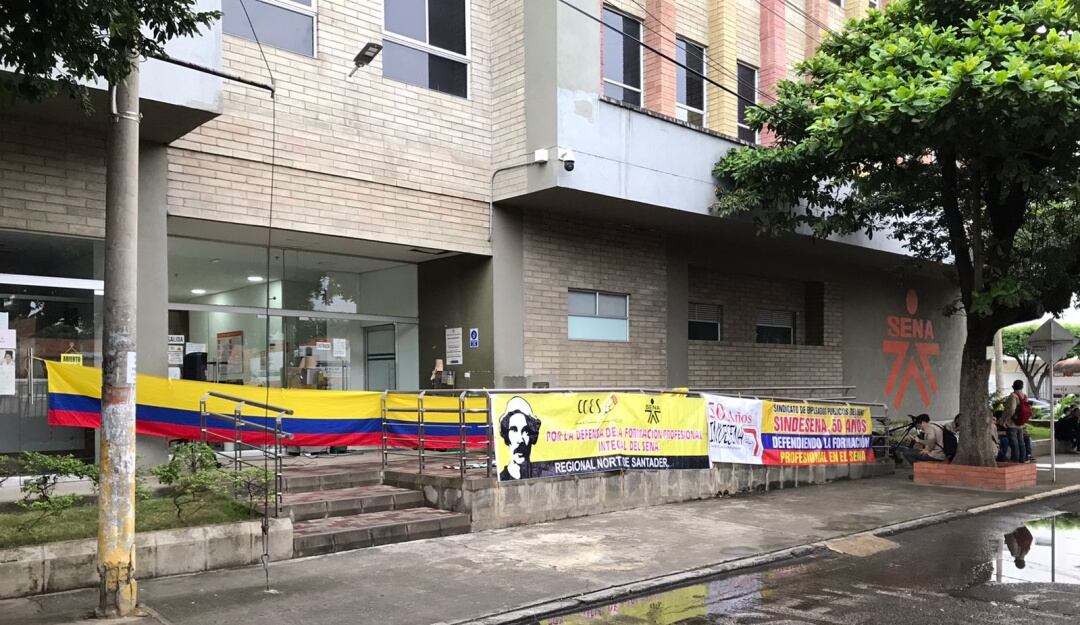 Protesta de trabajadores sindicalizados del SENA en Cúcuta