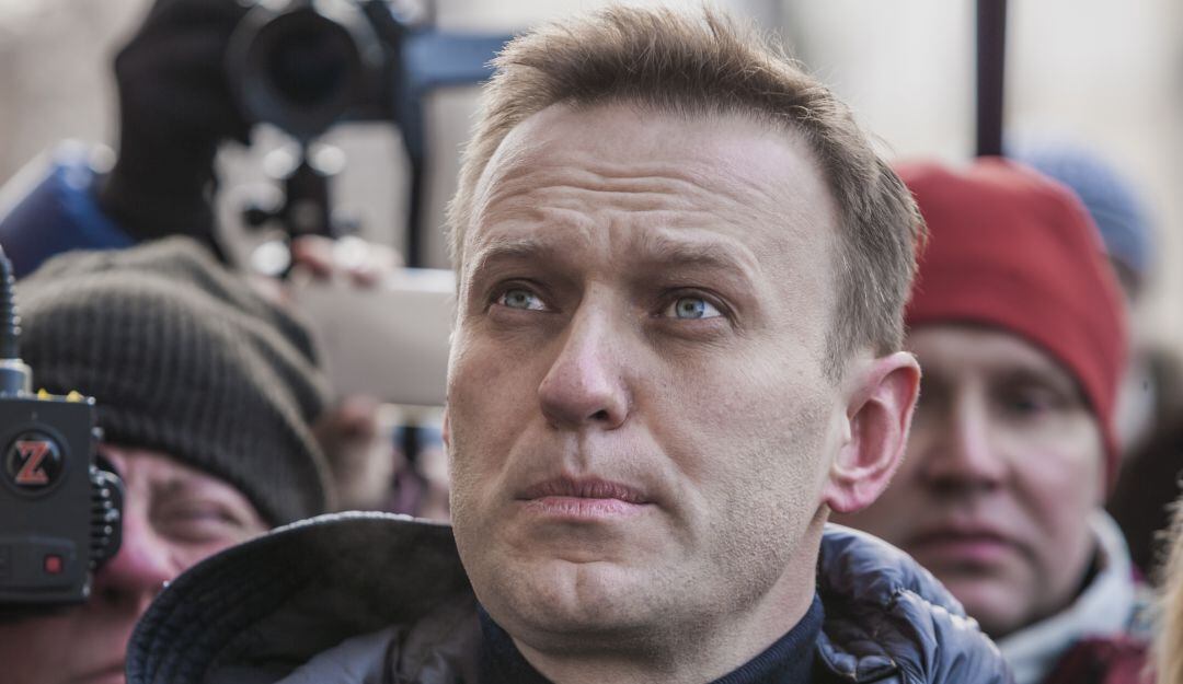 Alexei Navalni en una manifestación en Rusia