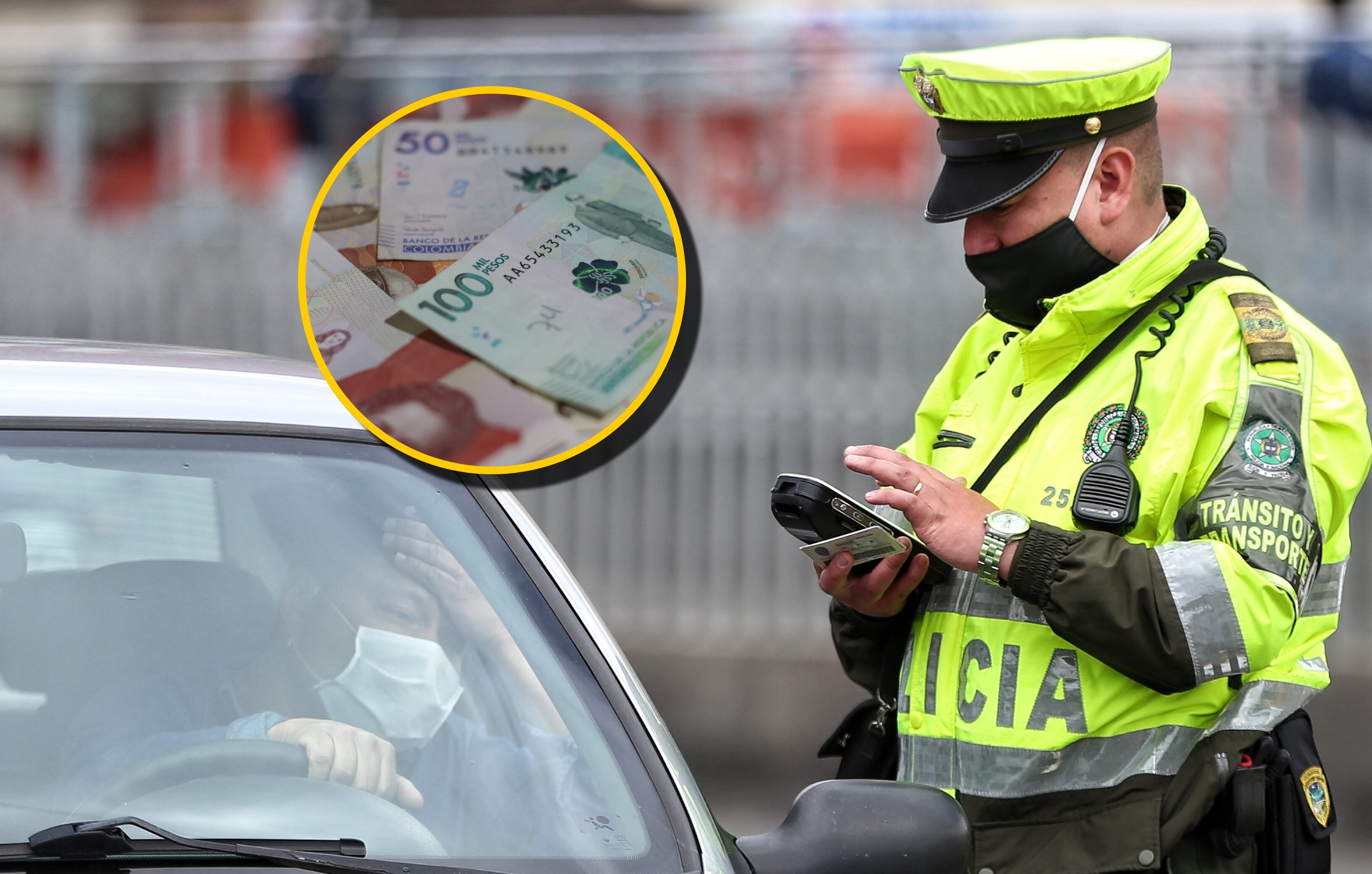 Referencia de multa y billetes colombianos. Foto: Colprensa y Jose Arbelaez.