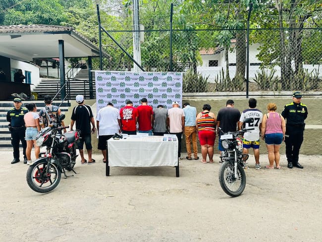 Miembros del grupo delincuencial 'Los del norte' capturados en La Dorada. Foto: Policía Caldas.