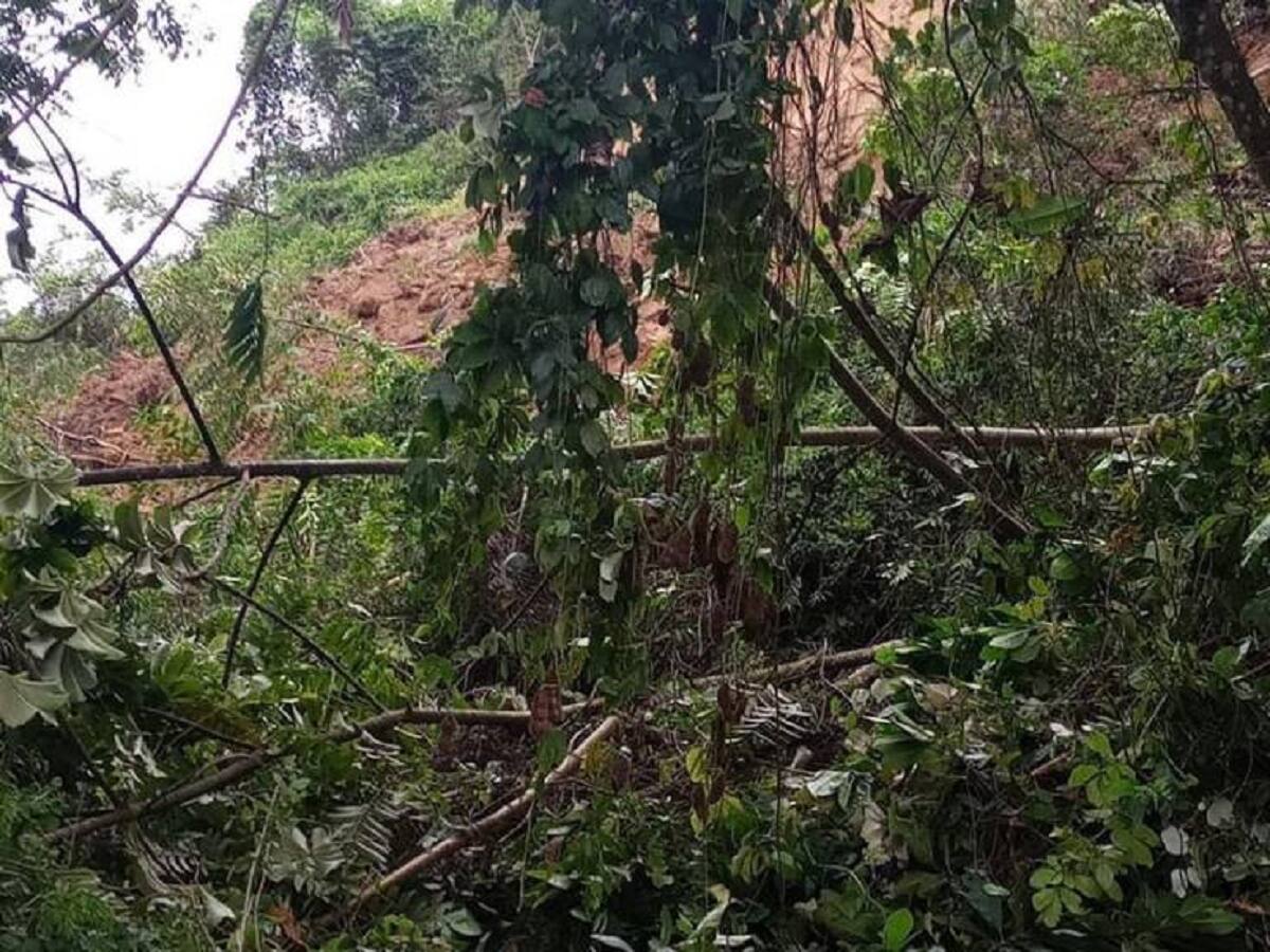 Derrumbe de grandes proporciones bloquea la vía Salamina - Aranzazu en Caldas