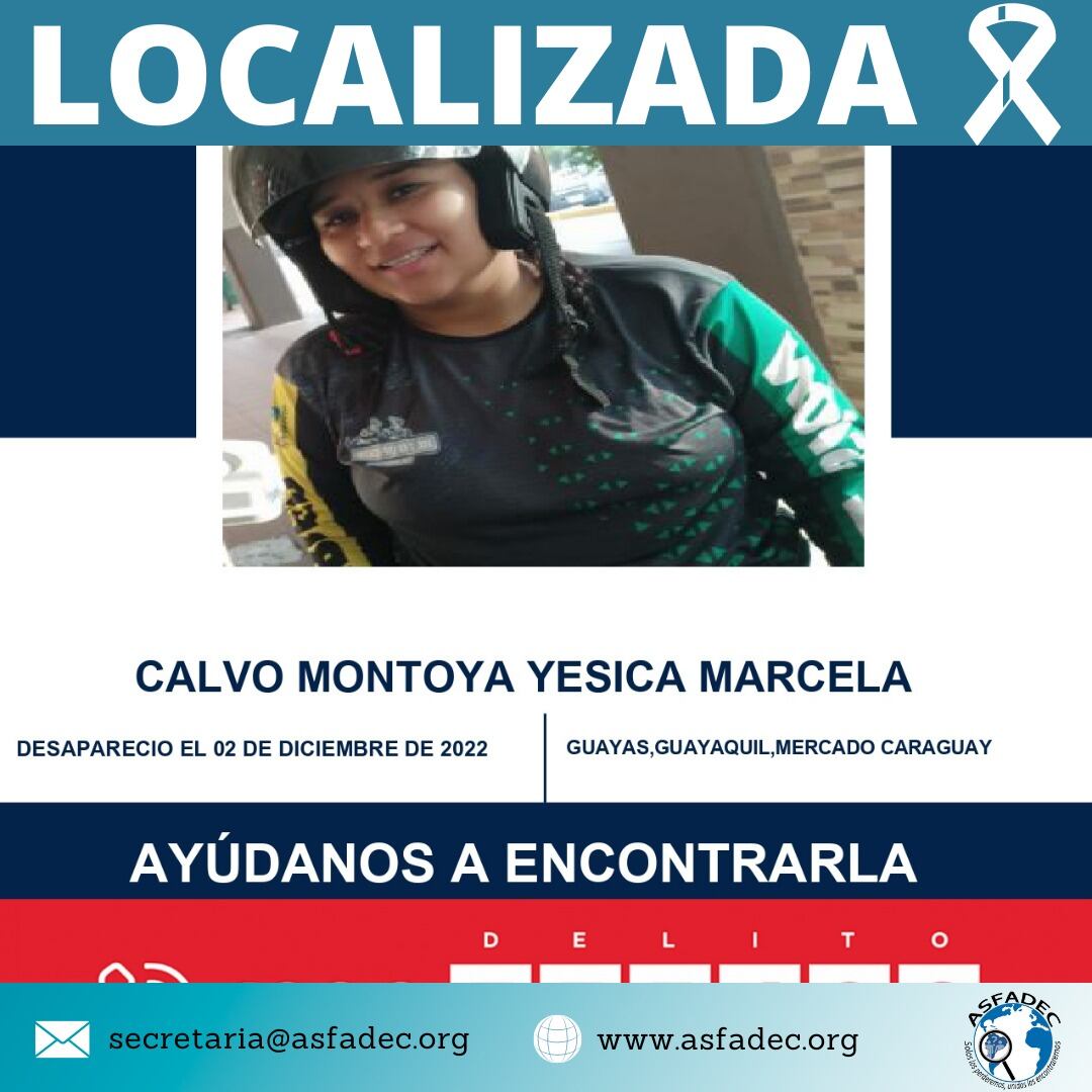 Poster de búsqueda y hallazgo de desaparecidos en Ecuador.    (Foto: Twitter @AsfadecEc )