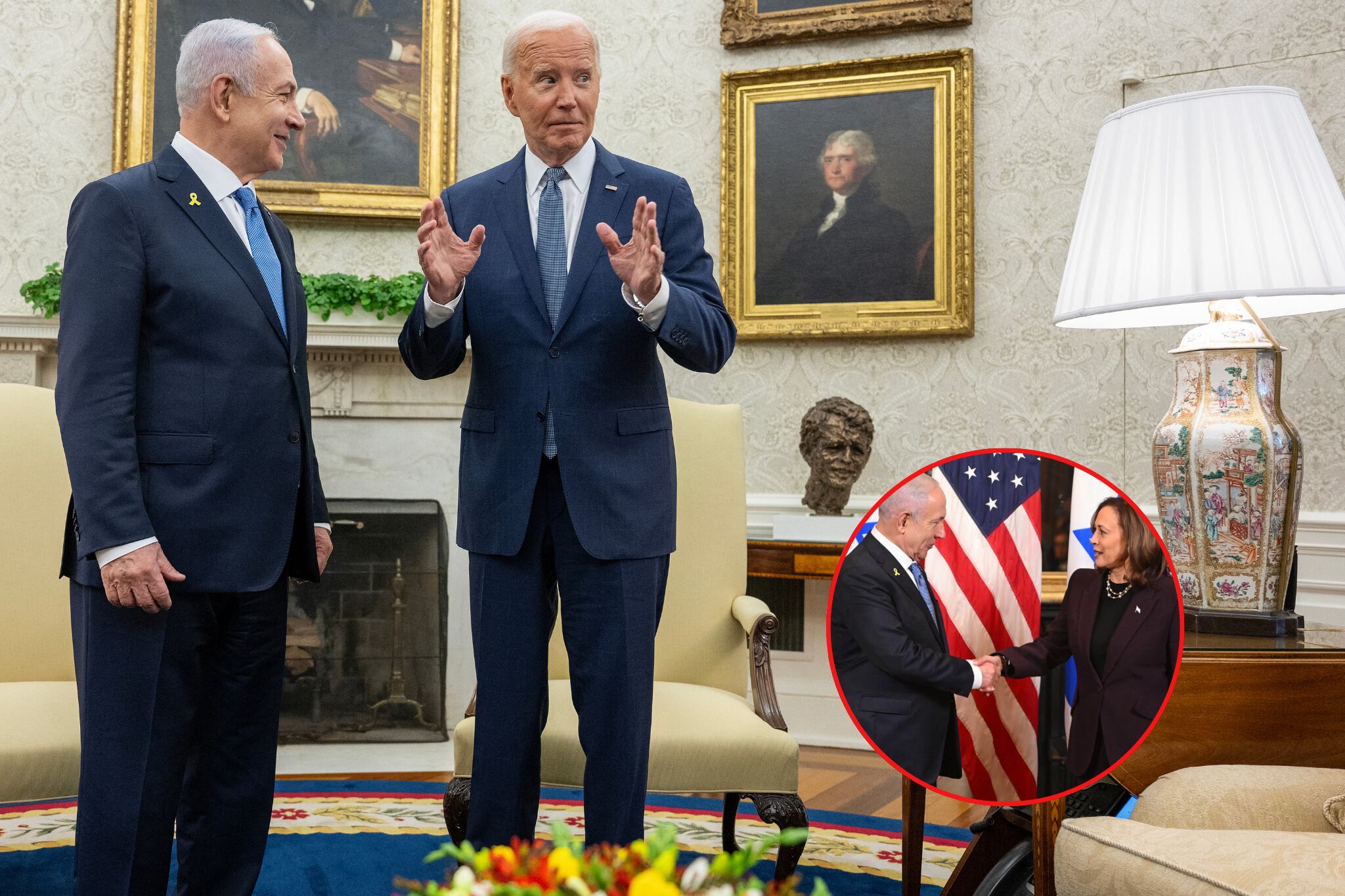 Biden y Harris presionan a Netanyahu a alcanzar un alto al fuego.