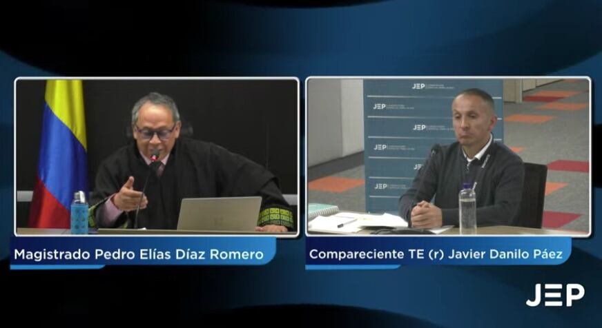 El teniente coronel que reconoció el asesinato compareció ante la JEP. Foto: captura de pantalla.