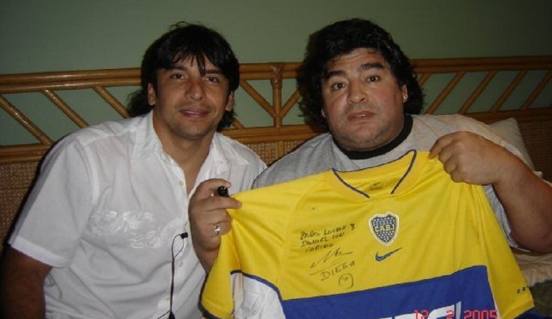 El empresario Fernando Kerguelén y Diego Maradona.