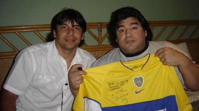 El empresario Fernando Kerguelén y Diego Maradona.