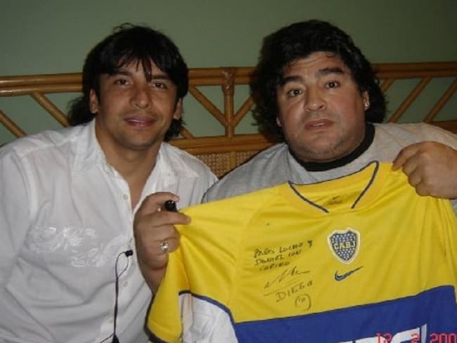 El empresario Fernando Kerguelén y Diego Maradona.
