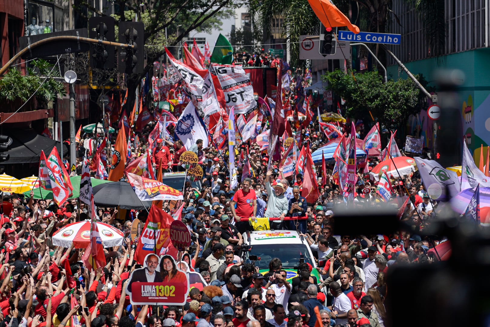 Manifestaciones a favor de la candidatura presidencial de Luiz Inácio Lula da Silva.
(Foto: Isabella Finholdt/NurPhoto via Getty Images)