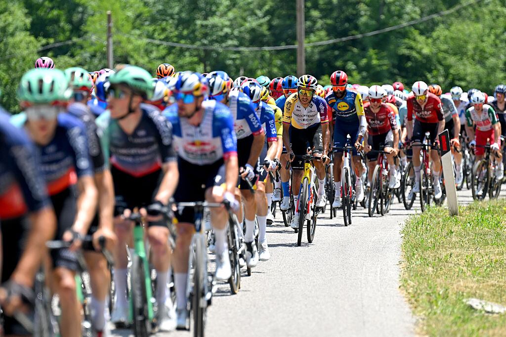 PIANCAVALLO, ITALY - MAY 30: Egan Bernal of Colombia and Netcompany INEOS Cycling Team competes during the 109th Giro d'Italia 2026, Stage 20 a 200km stage from Gemona del Friuli to Piancavallo 1289m / #UCIWT / on May 30, 2026 in Piancavallo, Italy. (Photo by Tim de Waele/Getty Images)