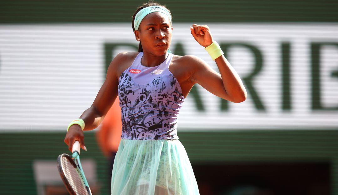 Coco Gauff aprieta el puño tras su victoria ante la italiana Martina Trevisan.