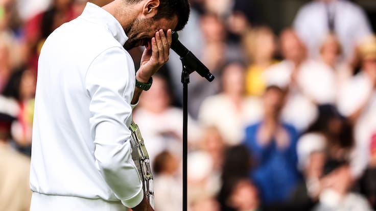 Novak Djokovic en la final de Wimbledon 2023