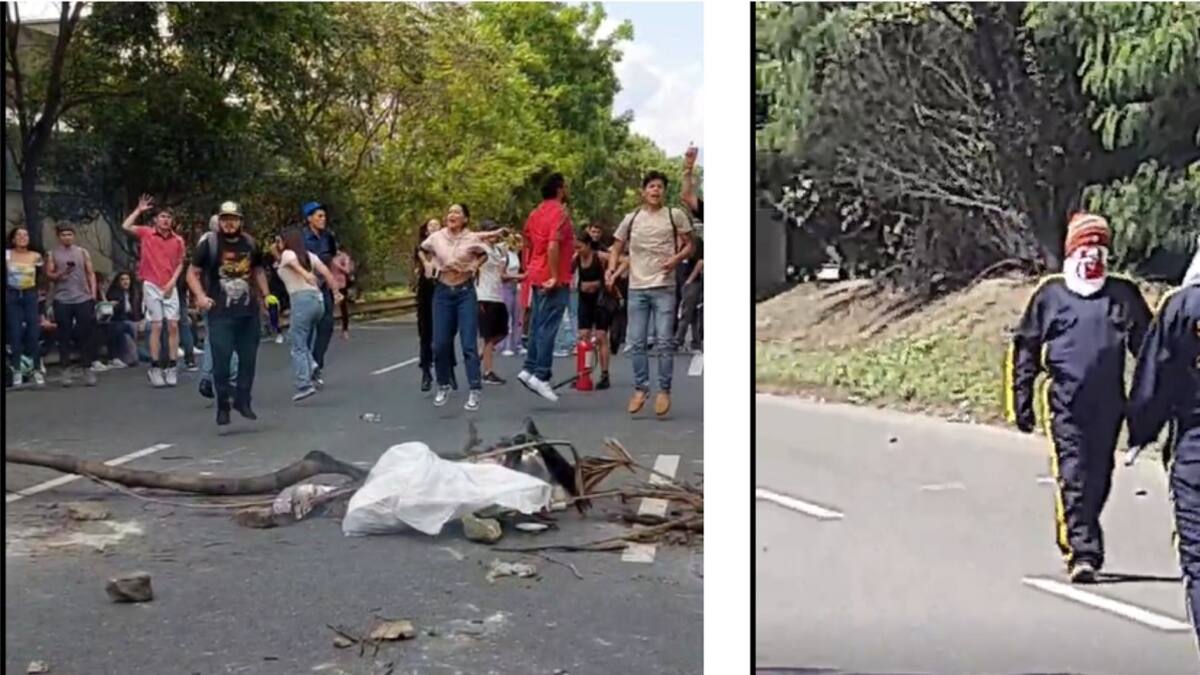 Manifestantes, algunos encapuchados bloquearon vías en el sur de Medellín