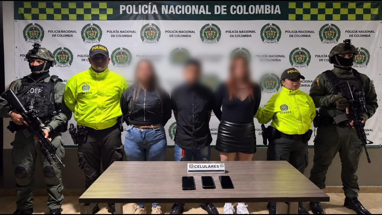 Capturados por el homicidio a dos policías en Antioquia. Foto: DIJIN.