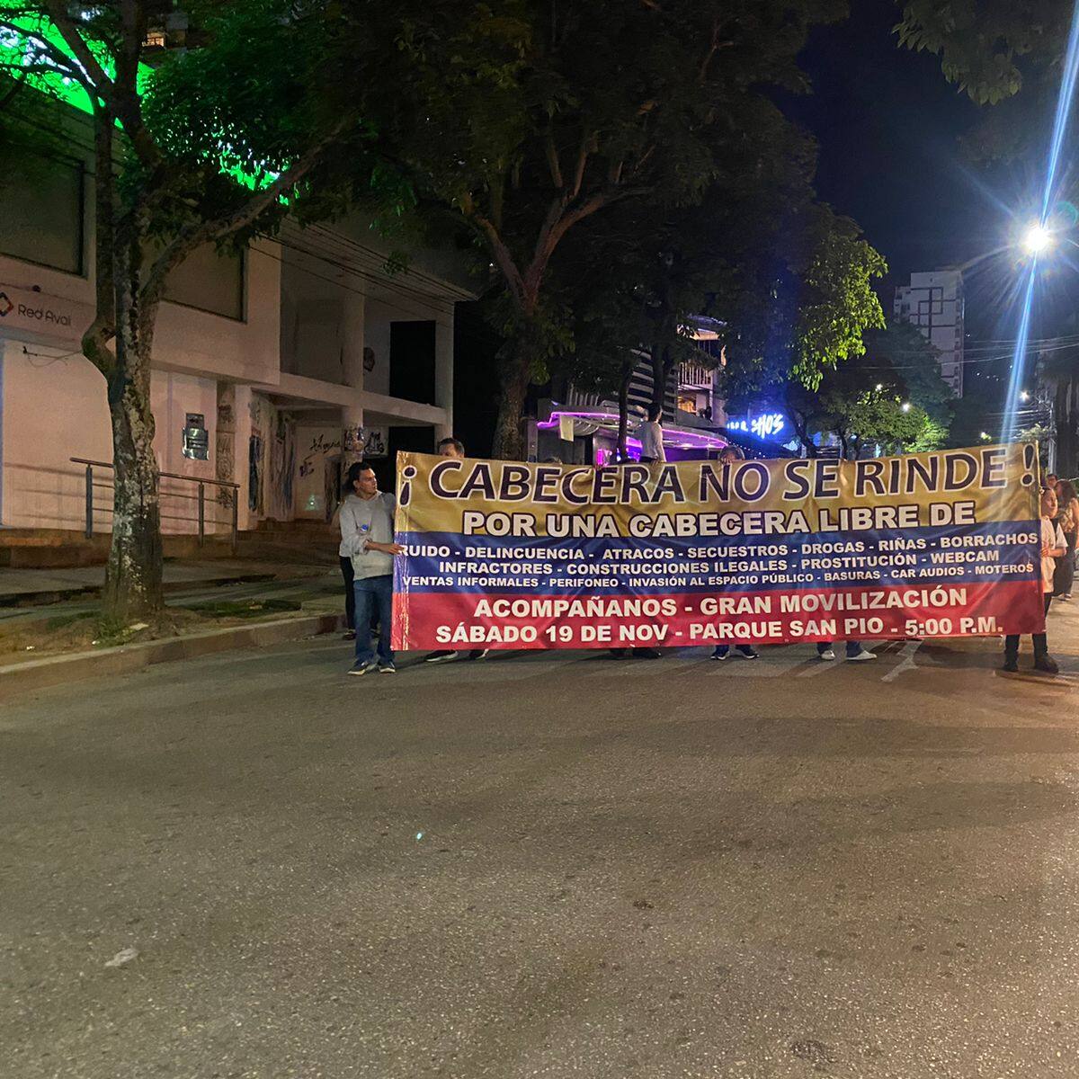 Protesta de residentes de Cabecera en rechazo a Cuadra Play