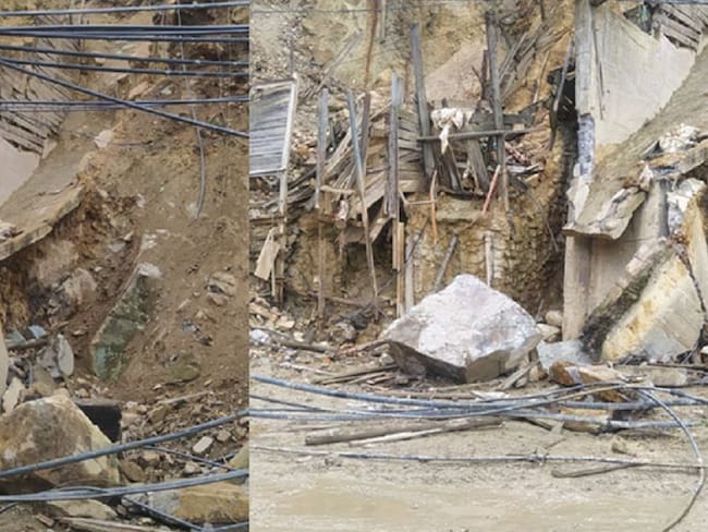Mineros salen ilesos tras la caída de una roca sobre la boca de una cantera.