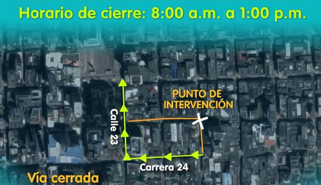 Cierre vial en el centro de Manizales