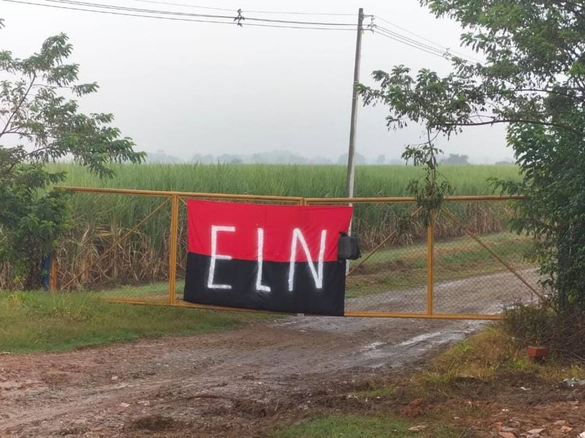 Instalan bandera del ELN en la vía Panamericana entre Valle y Cauca