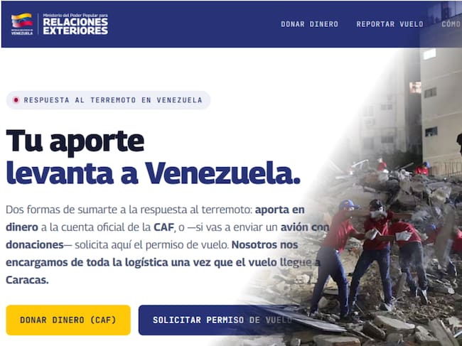 El gobierno chavista habilitó la página venezuelanoestasola.com con la que espera canalizar las ayudas desde el extranjero.
(Foto: Caracol Radio / Cortesía / Captura de pantalla)