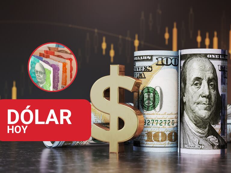 Ilustración de dólares estadounidenses y de fondo billetes colombianos de distinta denominación. (Foto vía Getty Images)