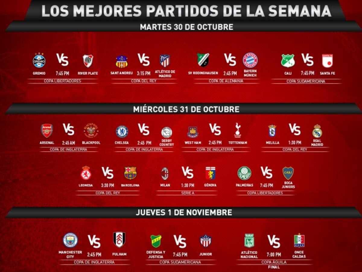 Agéndese con los mejores partidos de la semana