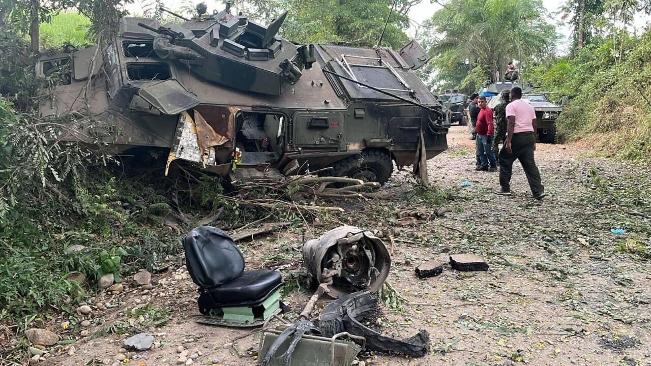 Ejército nacional fue atacado con explosivos en la vía Cúcuta - Tibú. / Foto: Cortesía.