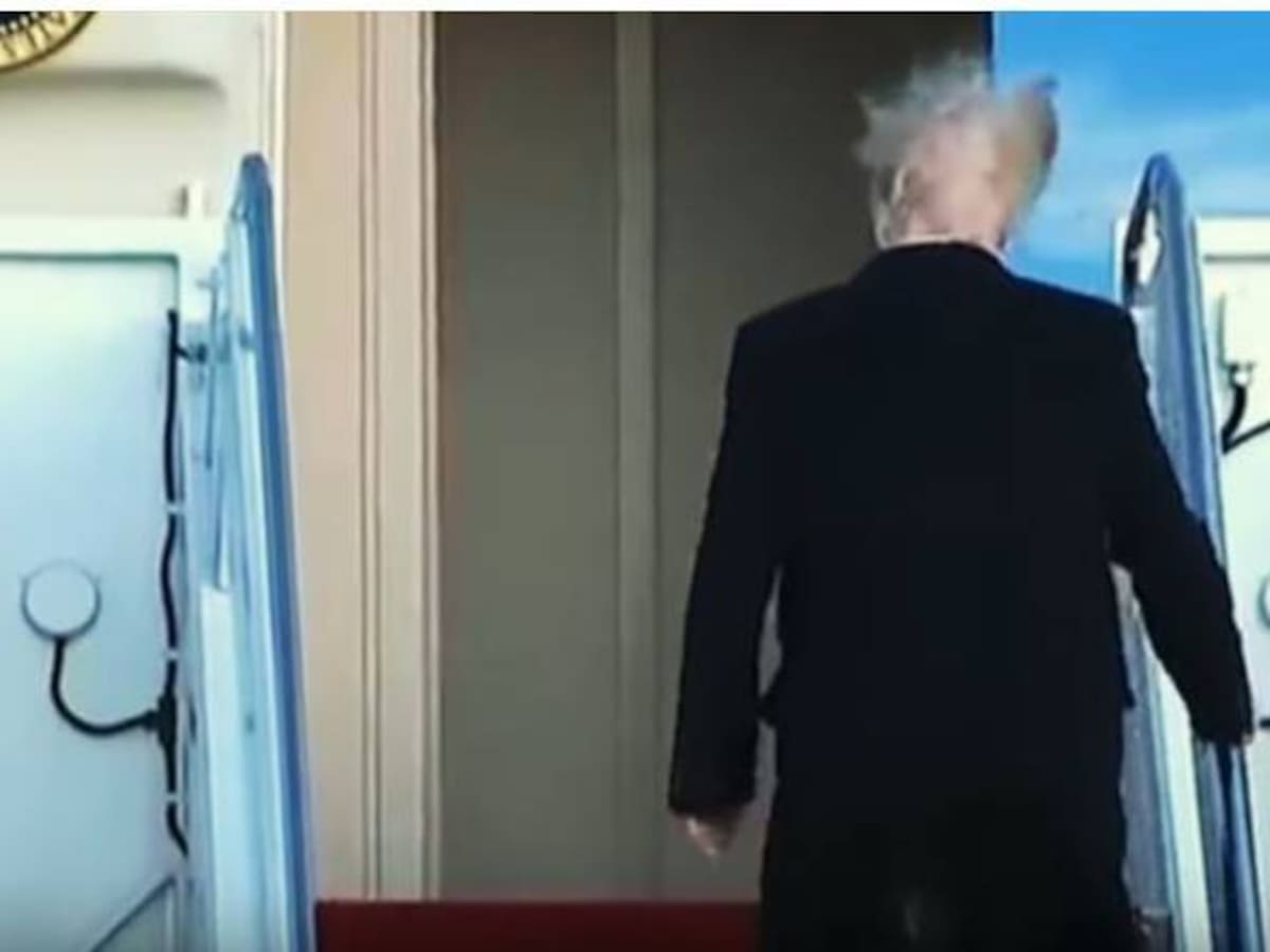 Un fuerte viento le juega una mala pasada a Donald Trump