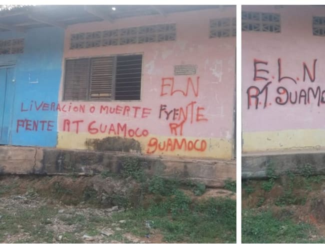 ELN pinta grafitis alusivos a ese grupo guerrillero en El Bagre