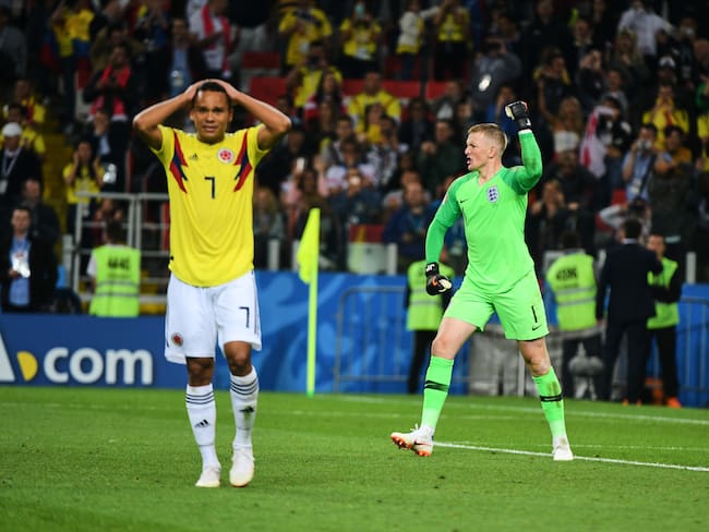 Carlos Bacca en la tanda de penaltis entre Colombia e Inglaterra durante el Mundial de Rusia 2018. (Photo by Ulrik Pedersen/NurPhoto via Getty Images)