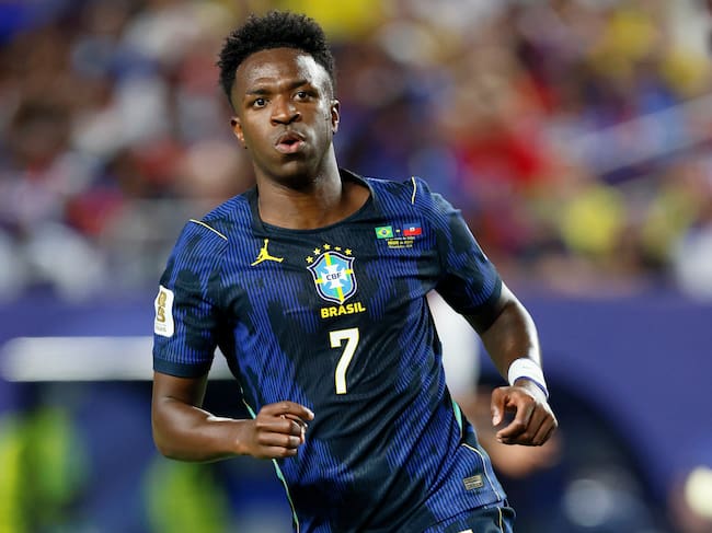 PHILADELPHIA, PENNSYLVANIA - JUNE 19: Vinicius Junior of Brazil runs during the FIFA World Cup 2026 Group C match between Brazil and Haiti at Philadelphia Stadium on June 19, 2026 in Philadelphia, United States. (Photo by Richard Sellers/Sportsphoto/Allstar via Getty Images)