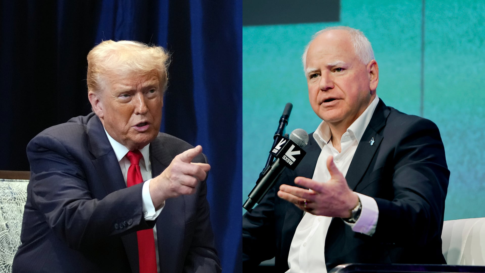 Donald Trump. Foto: Andrew Harnik.Tim Walz. Foto: Tibrina Hobson.