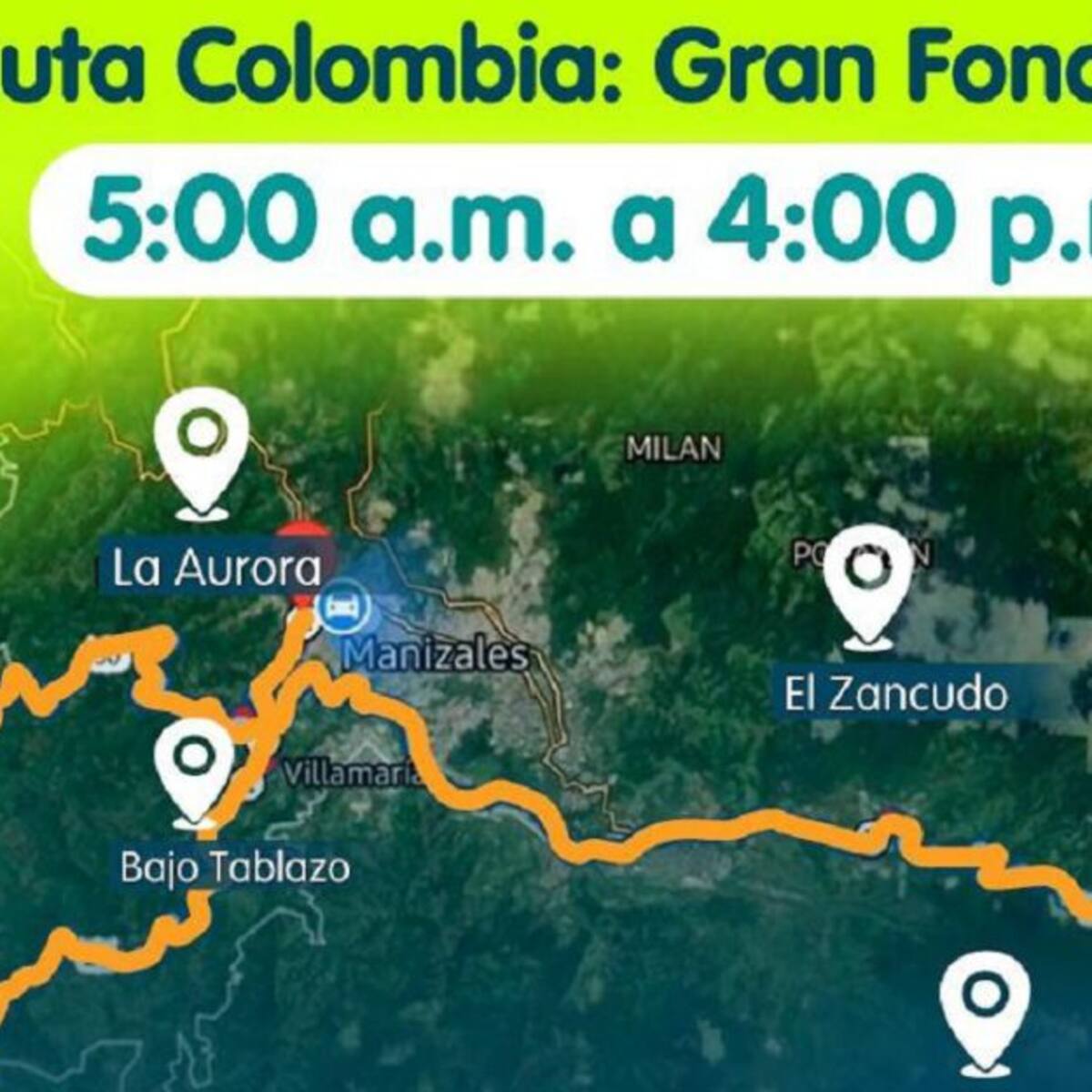Cierre de vías este domingo en Manizales por la Ruta Colombia