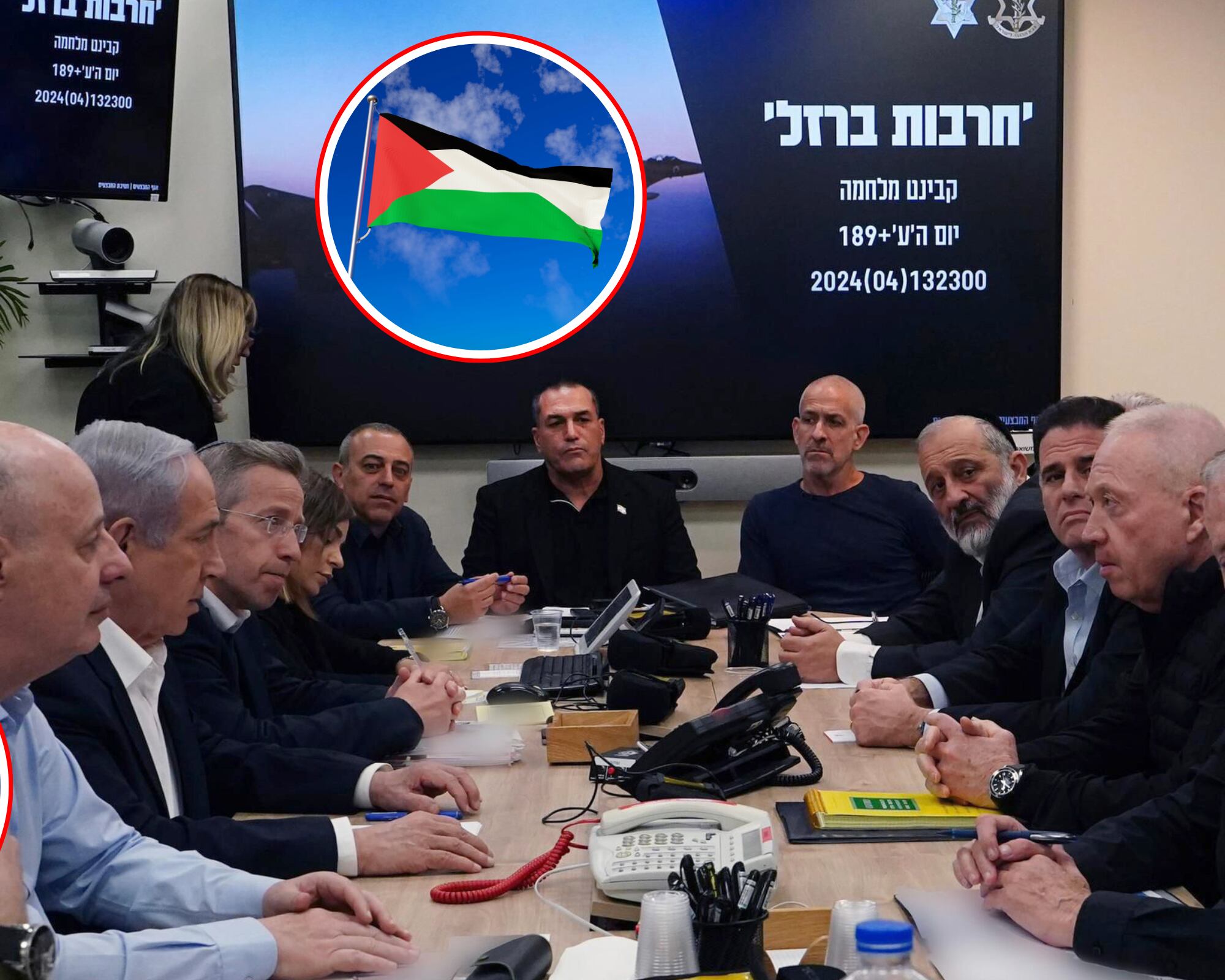 Encuentro del ahora disuelto Gabinete de Guerra en Israel, mecanismo designado para tomar las decisiones sobre las operaciones militares en el territorio palestino.
(Foto: Caracol Radio / Getty )
