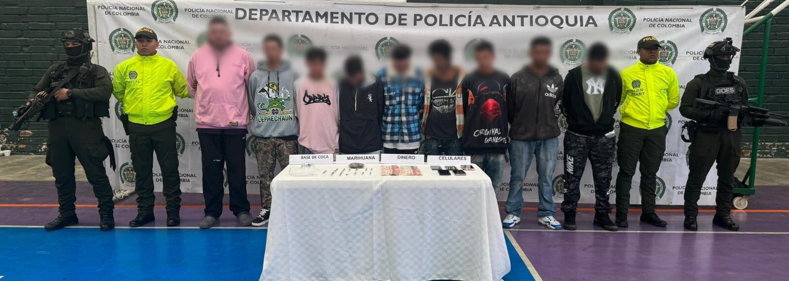 Capturados 10 integrantes de El Mesa. Foto: Policía de Antioquia.
