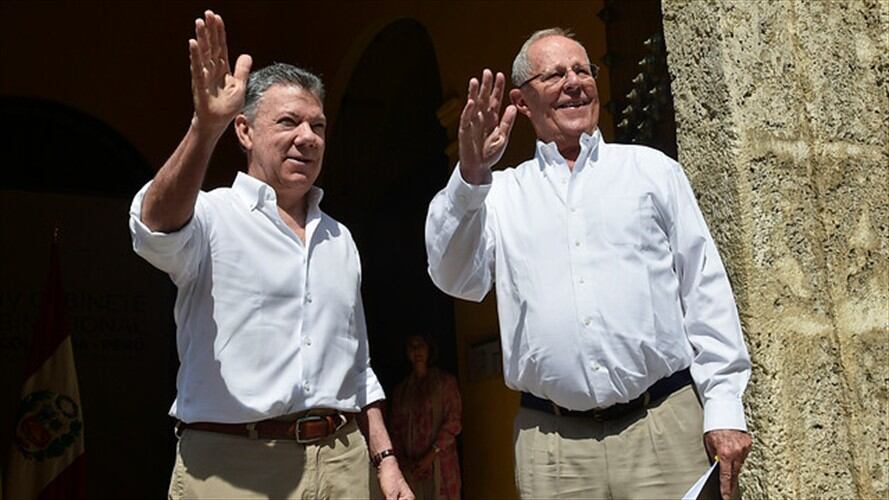Santos y Kuczynski hicieron un llamado para que se dé una transición pacífica en Venezuela. Foto: Colprensa